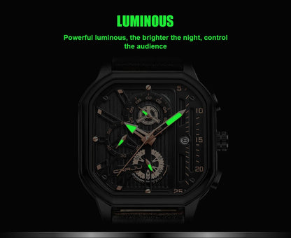 CRRJU Fashion Square Dial Leather Mens Watches Luxury Sport Waterproof Watch Man Chronograph Quartz WristWatches Homme+Box