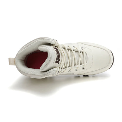 Women Sports Shoes White Casual Non Slip Running Shoes Outdoor Hiking Climbing Waterproof Breathable Lace Up Platform Sneakers