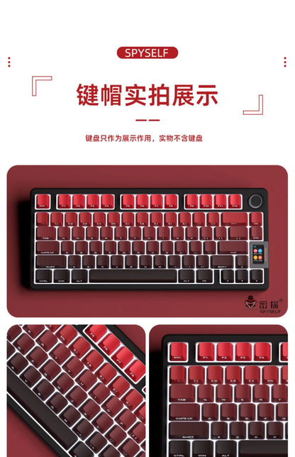 OEM PBT Side Engraved Keycaps for Mechanical Keyboard, 136-Key Red & Black Gradient Keycaps for MX Switch 60/64/84/98/108 Gaming Mechanical Keyboard