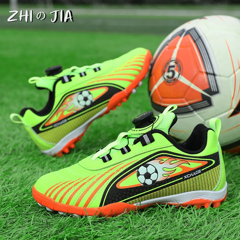 Children's Rotating Buckle Sneaker Students Competition Training Football Shoes Fashionable Lightweight Anti slip Footwear