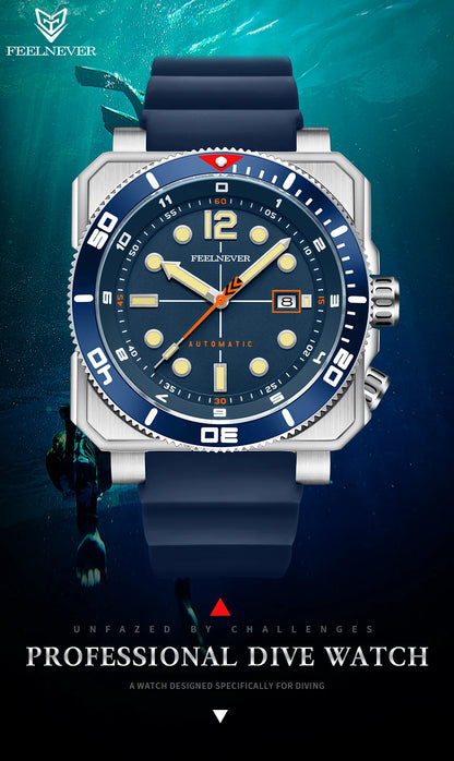 FeelNever 8215 Movement Automatic Dive Watch for Men Super Luminous 316 Steel Wristwatch Sapphire Sports Mechanical Male Watches