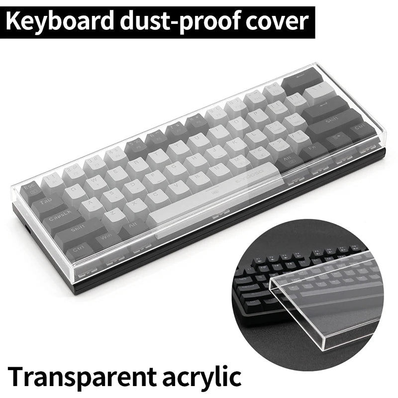 Acrylic Keyboard Clear Protector Case for Mechanical Keyboard, Transparent Keyboard Dust Cover for 60/61/64/96/98/104/108 Key Keyboards & Mouse