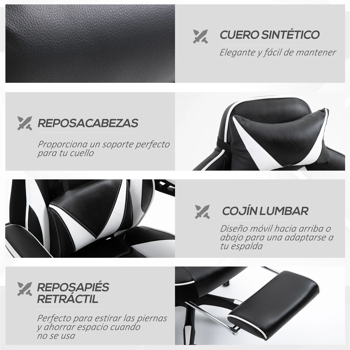 Vinsetto Ergonomic Racing Gaming Chair Reclining Office Chair with Footrest, Adjustable High Back PU Leather Computer Chair for Home & Office