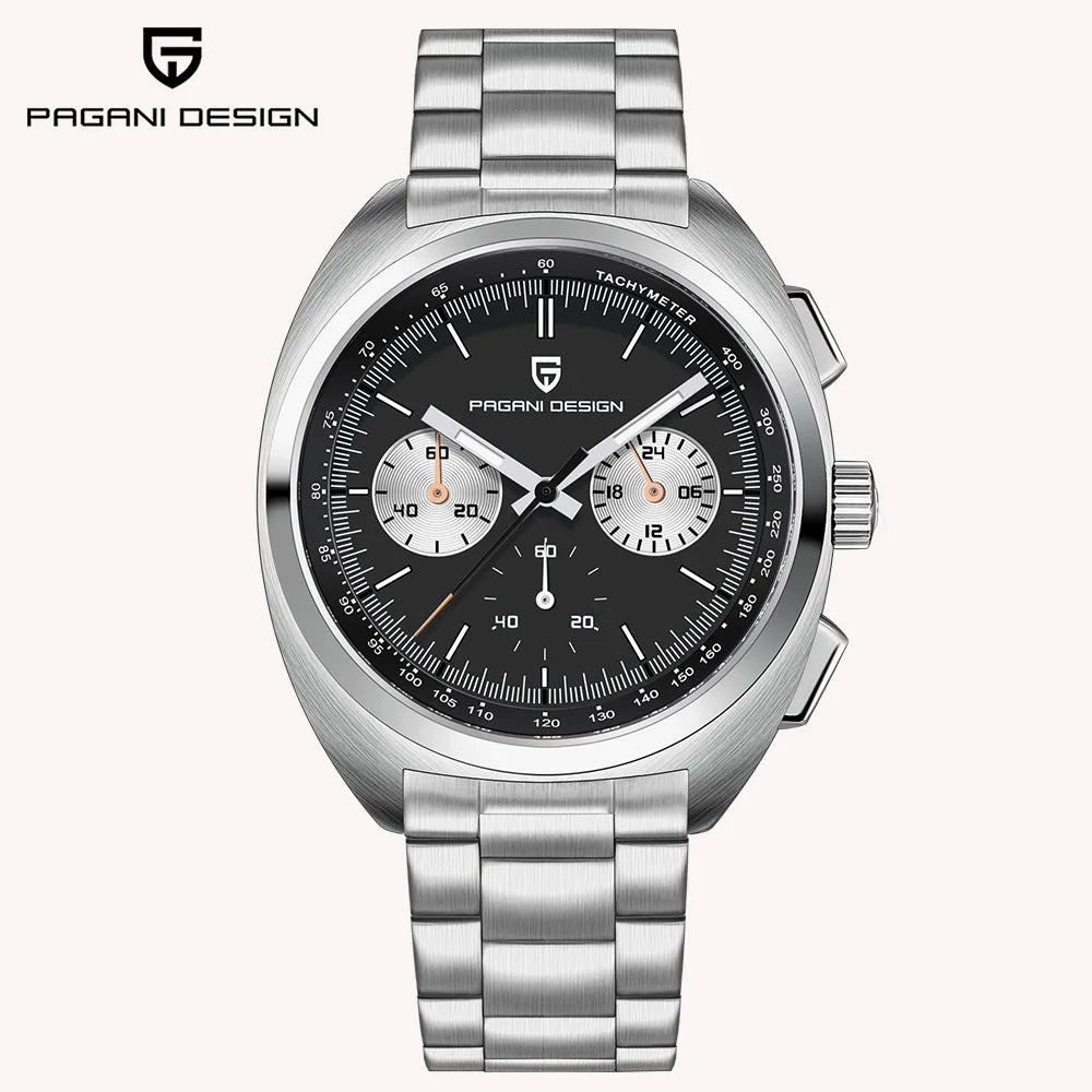 Pagani design2026fashion men's quartz watch top brand luxury sapphire VK63 men's chronograph all-steel diving relógios masculino