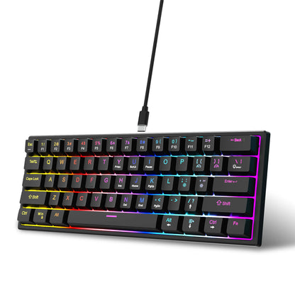 104 Keys Mechanical Feel Keyboard Wired Gaming Keyboard for Laptop PC Ergonomics RGB Backlit 61Key Cyan Axis Keycaps Keyboard