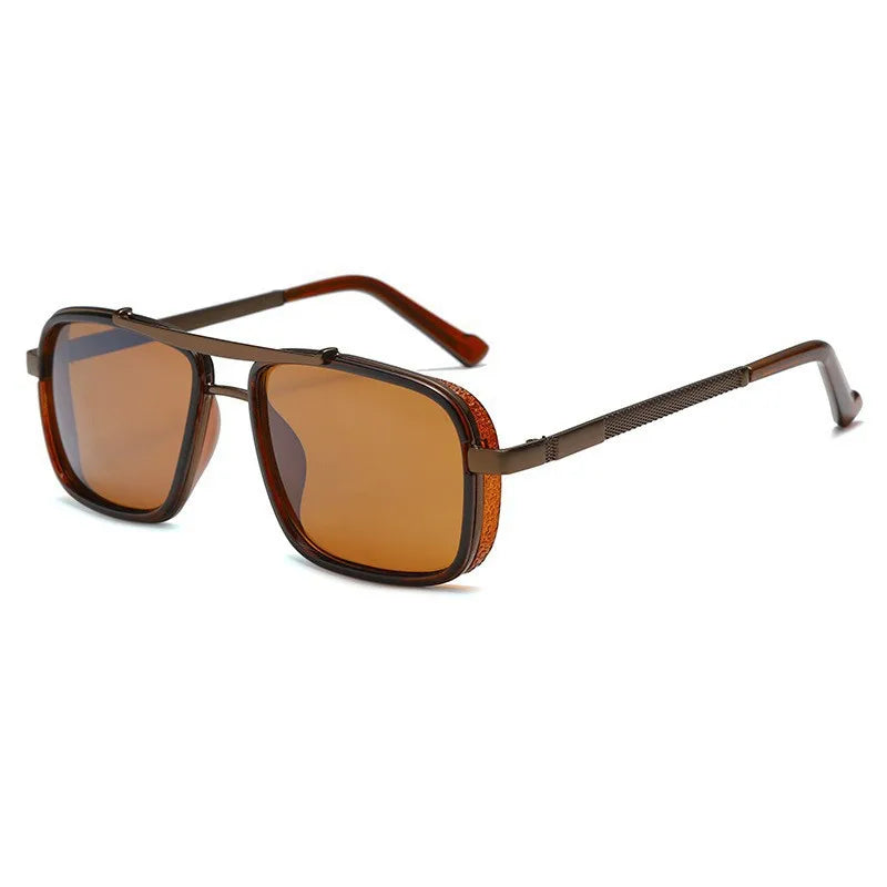 Luxury Rectangle Men's Sunglasses Retro Metal Steam Punk Sun Glasses Male Classic Outdoor Driving Shades Summer Glasses