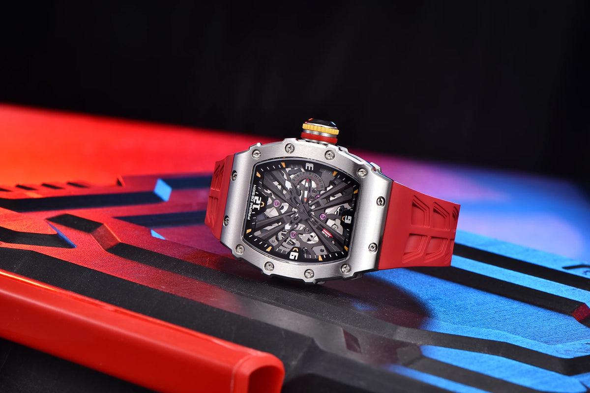 2026 New PAGANI DESIGN Men's Quartz Watches VH65 Movt Skeleton Dial 100M Waterproof Sport Rectangle Sapphire Glass Watch for Men