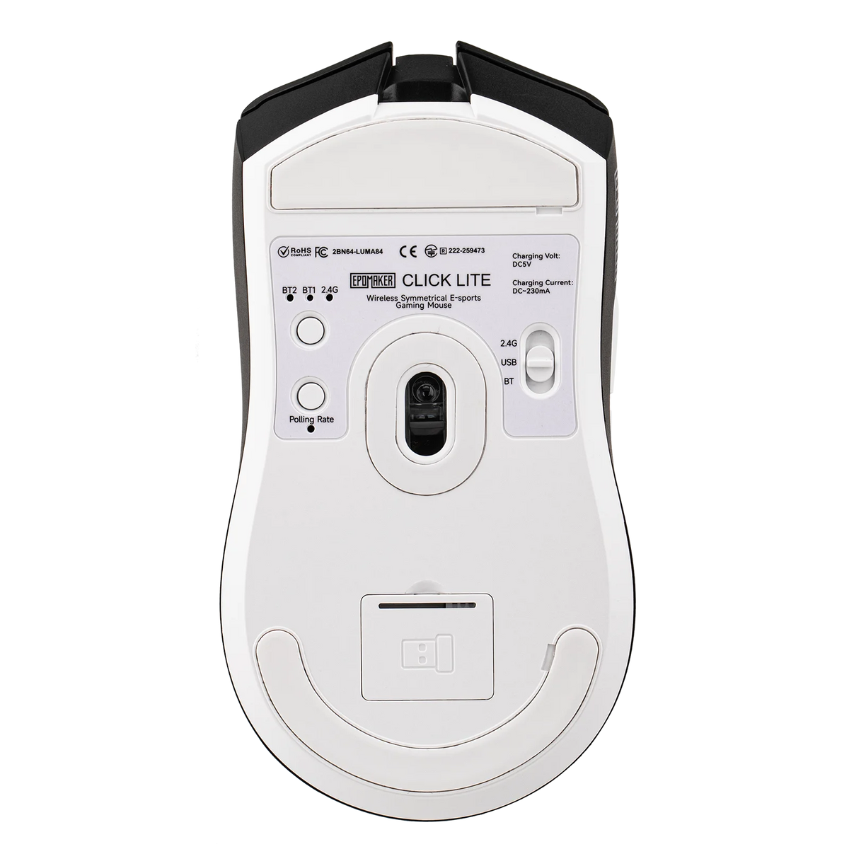 Mouse da gaming EPOMAKER Click Lite cablato/BT/wireless 2.4GHz con sensore PAW3311, da 800 a 24000 DPI e batteria da 500mAh per PC/Mac/Linux