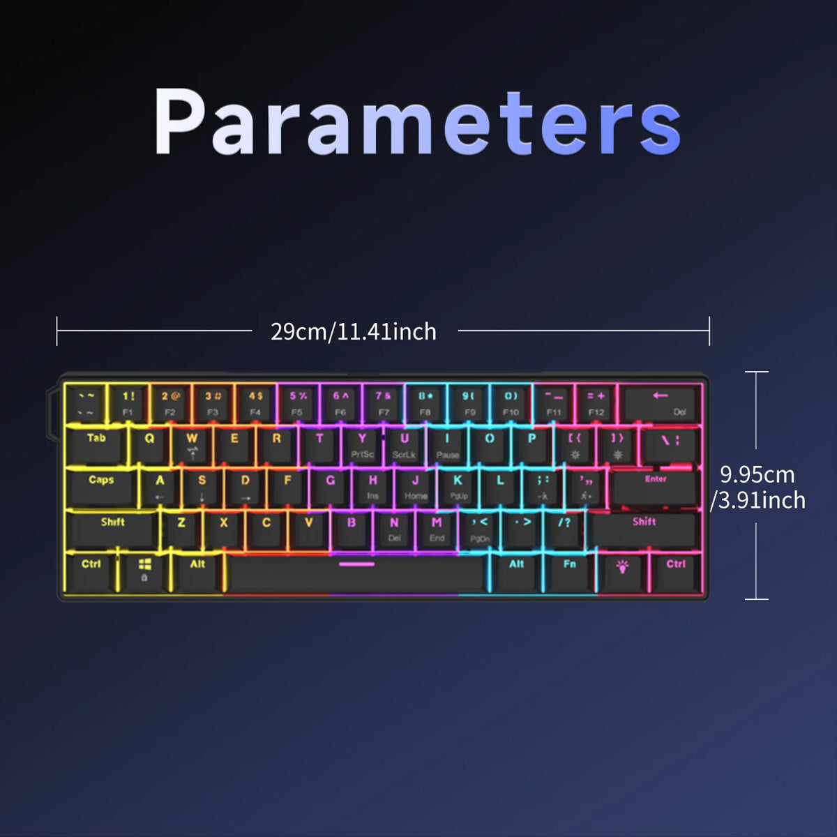 AJAZZ NK61 Wired 61-Key Gaming Mechanical Keyboard 60% RGB Lighting Hot-Swappable Red Switches 61 Keys Suitable for Gamers