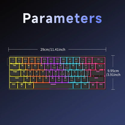 AJAZZ NK61 Wired 61-Key Gaming Mechanical Keyboard 60% RGB Lighting Hot-Swappable Red Switches 61 Keys Suitable for Gamers
