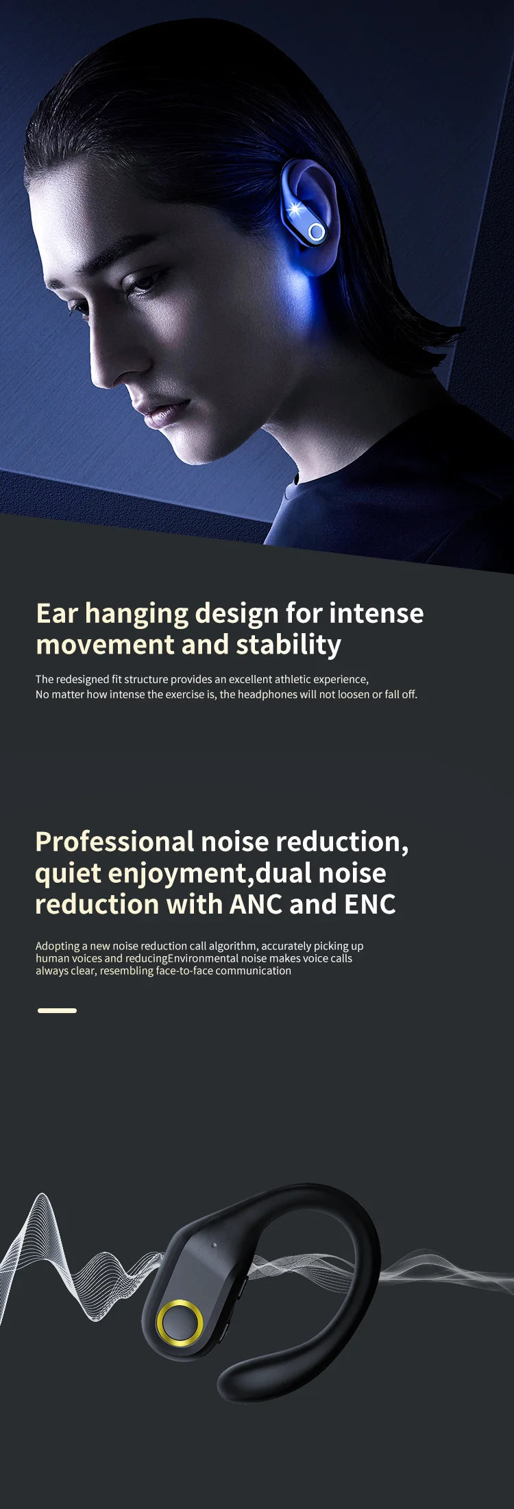 Newest ANC Wireless Bluetooth 5.3 TWS Earbuds – Noise Cancelling Earphones with Dual Mic ENC, Deep Bass, IP57 Waterproof, 40H Playtime