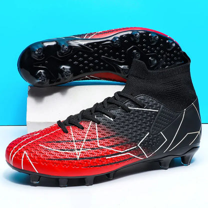 New Professional High Top Football Shoes Artificial Grass Leather Youth Students Training Soccer Shoes for Men And Women Sports