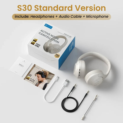 HAYLOU S30 Wireless Bluetooth 5.4 ANC Headphones 43dB Noise Cancelling Headsets with 40mm Driver, 80H Playtime Hi-Res Audio Earphones