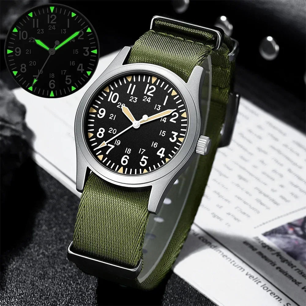 MILITREK 2026 New Military Retro Men'S VH31 Quartz Watch 37mm Sapphire Stainlesssteel 100m Waterproof C3 Luminous Reloj Hombre