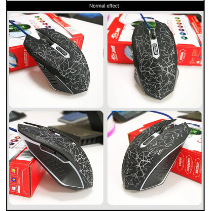 Ratón gaming con cable USB de 2400 DPI, ratón gaming profesional con retroiluminación LED, ratón ergonómico para PC, portátil y MacBook
