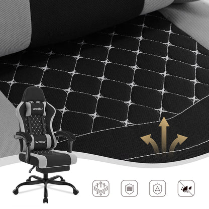 Cadeira de computador giratória WOLTU com função de massagem, cadeira de escritório ergonómica com almofada e apoio para os pés, cadeira gaming ajustável em altura