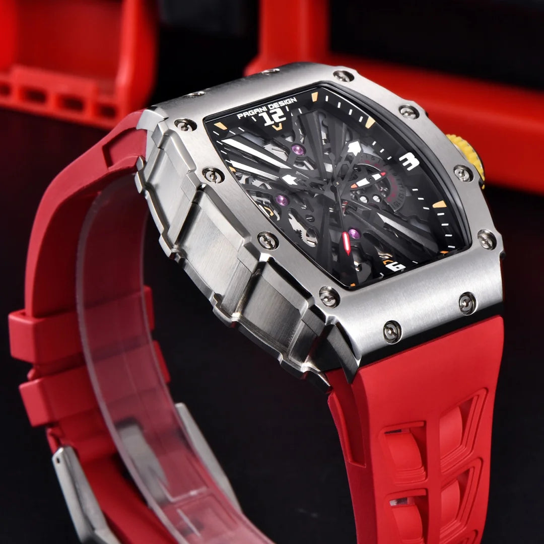 2026 New PAGANI DESIGN Men's Quartz Watches VH65 Movt Skeleton Dial 100M Waterproof Sport Rectangle Sapphire Glass Watch for Men