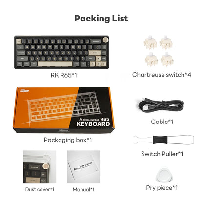 Royal Kludge RK R65 Brazilian Portuguese Mechanical Keyboard Gasket Wired Hot-swappable 66 Key 65% RGB Backlit Gamer Keyboard