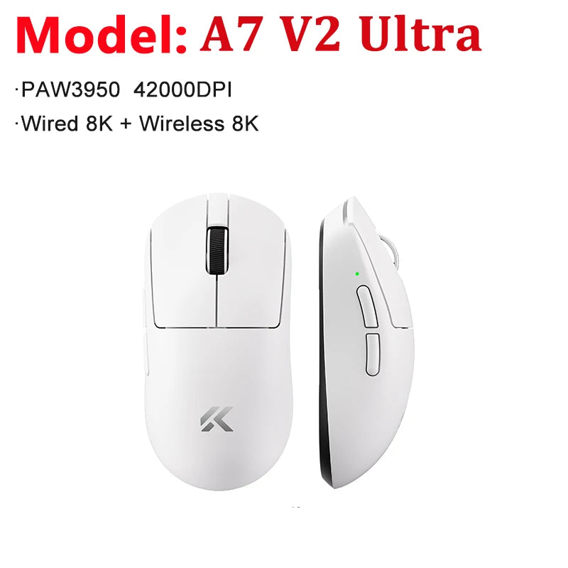 Ratón gaming inalámbrico ultraligero MCHOSE A7 V2 Ultra / Pro Dual 8000Hz PAW3950 TI 42000DPI para PC y gamers de e-sports