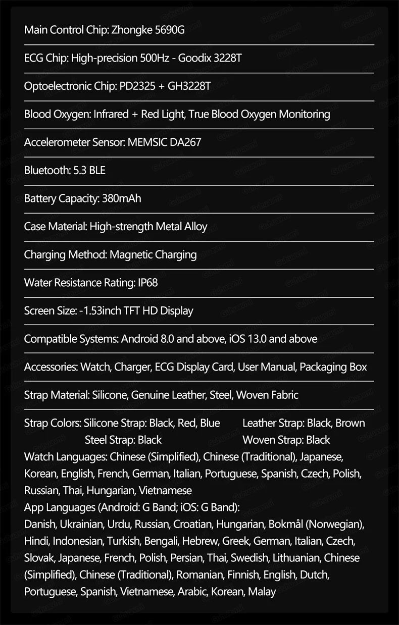Smart Watch Men High-end Health Blood pressureblood oxygen lipids Uric acid Sapphire Smart watches Ai GPT Custom dial ECG 2026