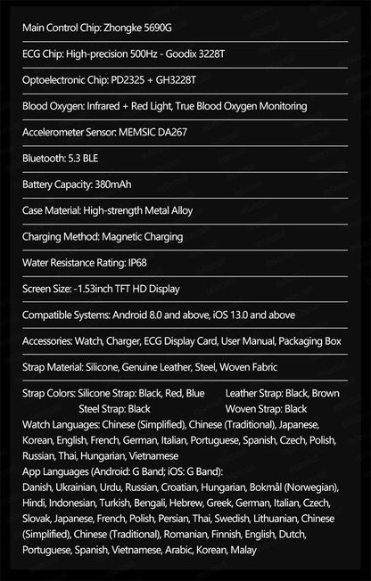 Smart Watch Men High-end Health Blood pressureblood oxygen lipids Uric acid Sapphire Smart watches Ai GPT Custom dial ECG 2026