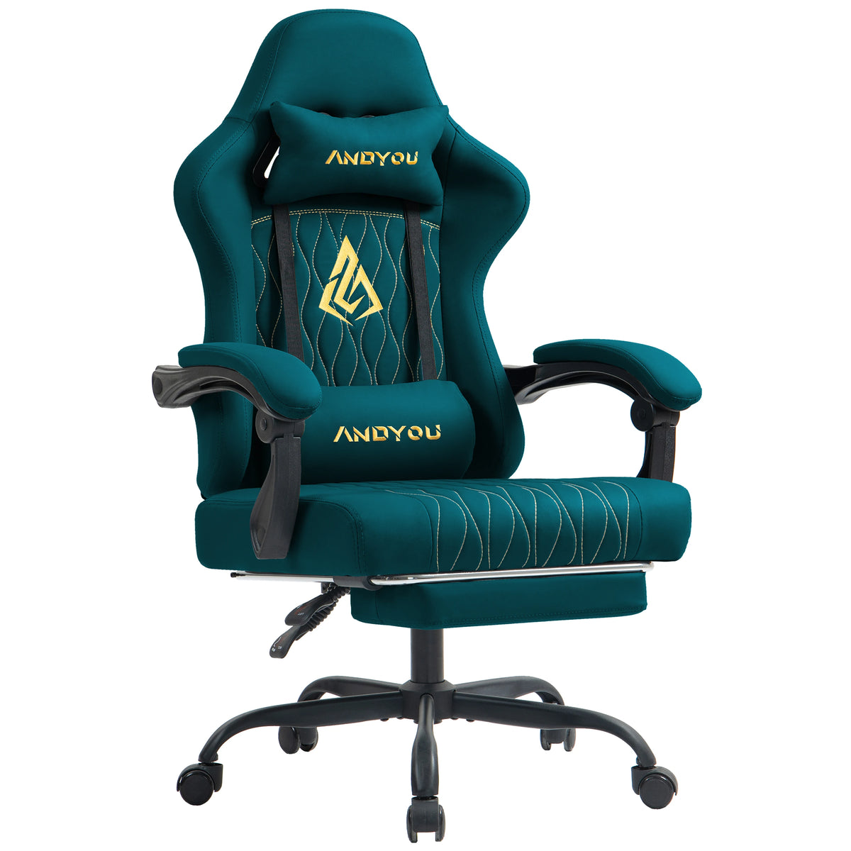 Andyou Ergonomic Gaming Chair with Reclining PU Leather Seat, Swivel Computer Gaming Chair with Adjustable Height, Lumbar Support & Footrest Design