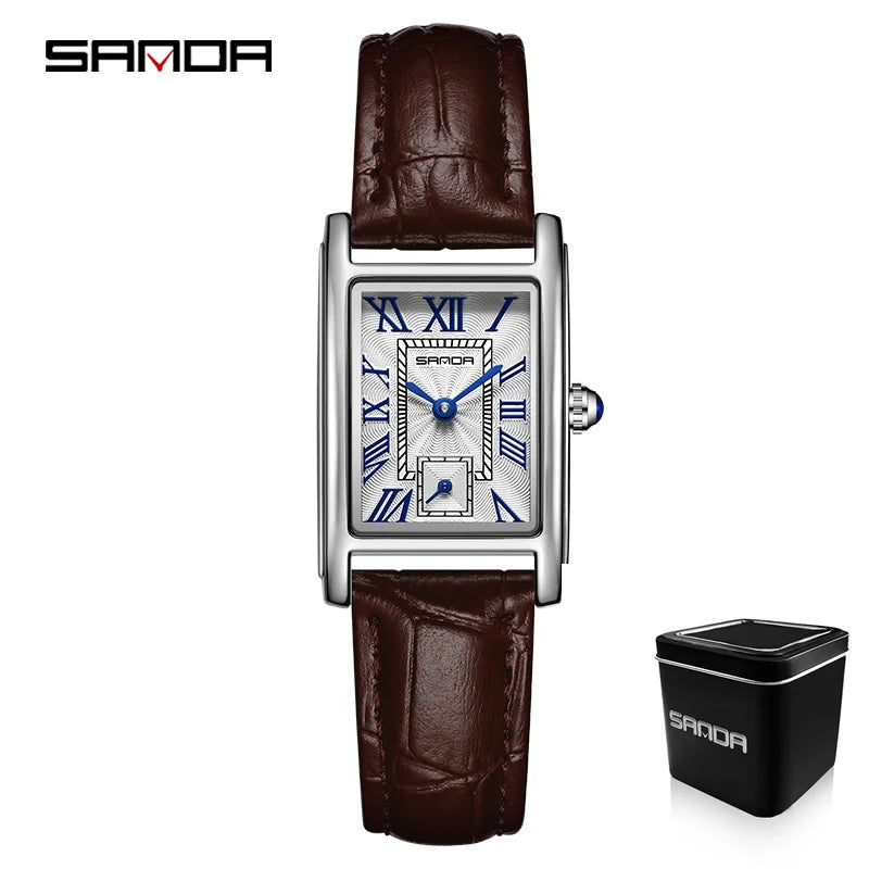 SANDA 1116 Women’s Elegant Quartz Watch  Rectangle Dial, Water Resistant & Business Design