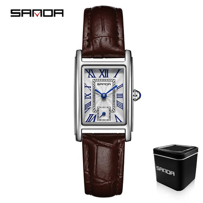 SANDA 1116 Women’s Elegant Quartz Watch  Rectangle Dial, Water Resistant & Business Design