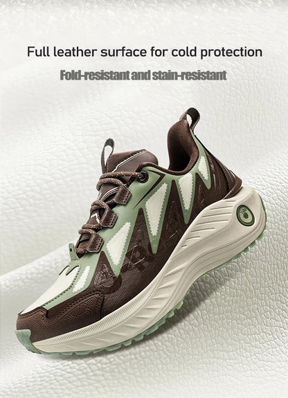 ONEMIX Men Trail Running Shoes Wearable Anti-Slip Leather Sneakers Support Stable Off Road Sports Shoes Outdoor Walking Sneakers