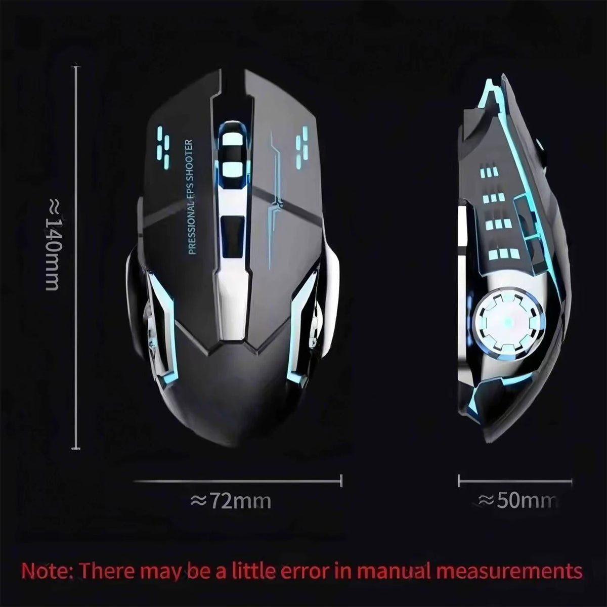 Bluetooth herní myš k počítači, dobíjecí bezdrátová myš USB, mechanická e-sportovní podsvícená myš PC Gamer pro počítač