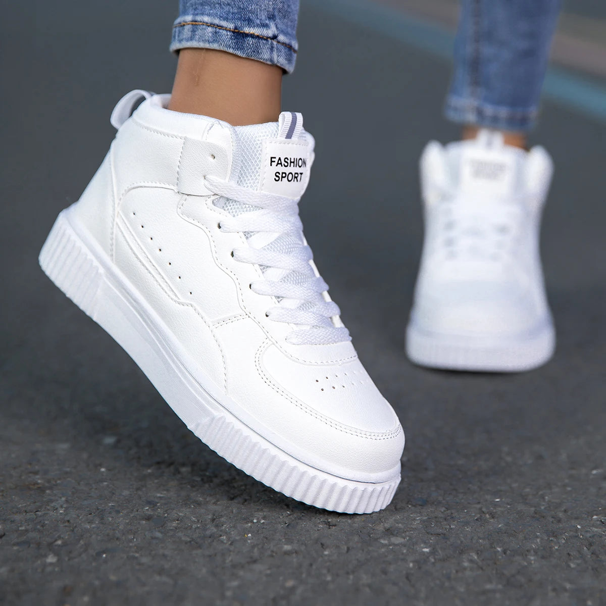 New Style Men's Casual Leather Shoes, Trendy, Breathable, Versatile, Sports White Sneakers, Leather Trendy Shoes