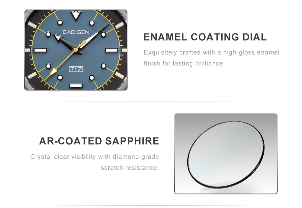 CADISEN TI-7 Autodyne Men’s Automatic Watch  Titanium Case, Miyota 8215, Sapphire Crystal & 100M Waterproof