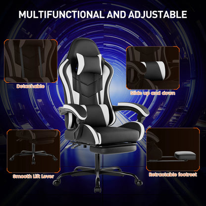WOTSTA Ergonomic Racing Gaming Chair with Lumbar Support, Adjustable Headrest, Swivel Computer Office Chair for Home & Work