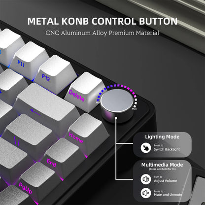 ATTACK SHARK X85 Tri-Mode Gasket Mechanical Keyboard 75% Wireless Hot Swappable RGB Gaming Keyboard with CNC Knob, 5-Layer Sound Dampening & NKRO