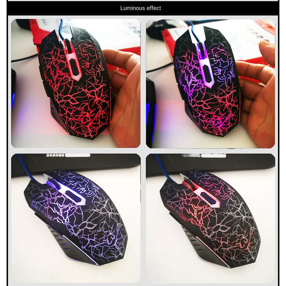 Ratón gaming con cable USB de 2400 DPI, ratón gaming profesional con retroiluminación LED, ratón ergonómico para PC, portátil y MacBook