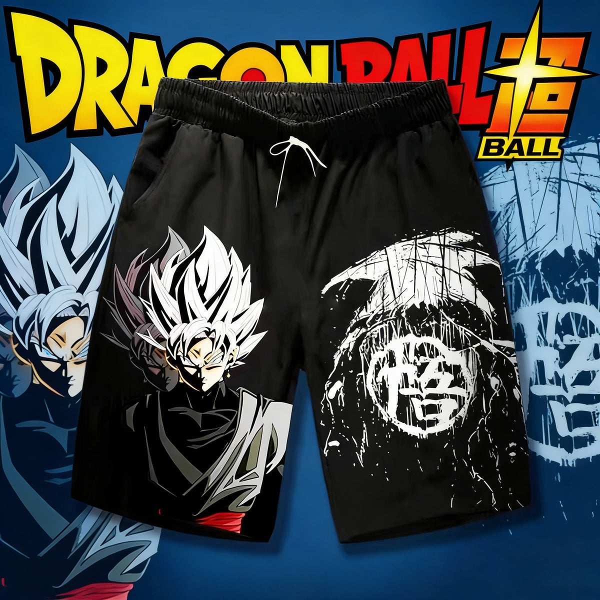 2026 Summer Dragon Ball Goku Black Go Kanji Retro Quick-Dry Print Shorts Adult Kids Plus Size Breathable Anime Fan Casual Shorts