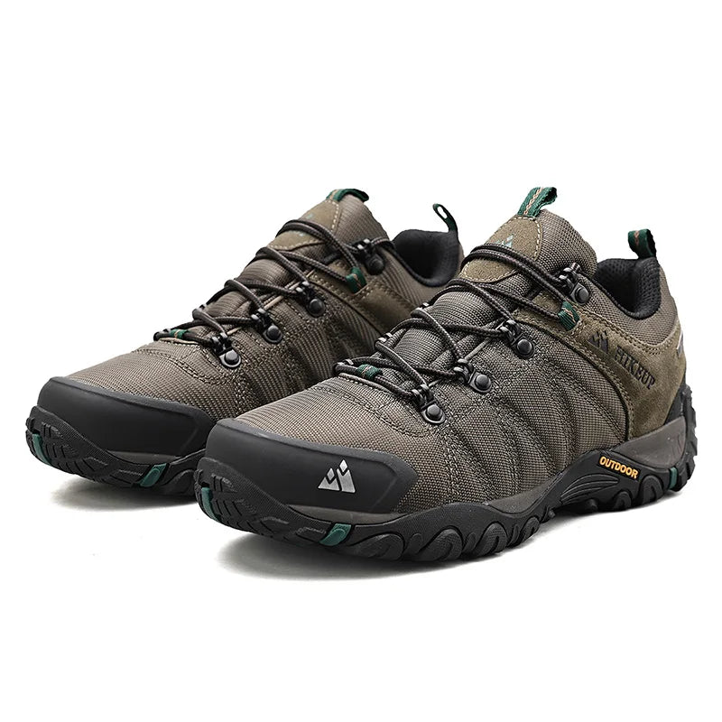 HIKEUP Celoroční pánské turistické boty pro outdoorové sporty z pravé kůže, odolné proti opotřebení, horolezecké boty s gumovou podrážkou, trekingové tenisky