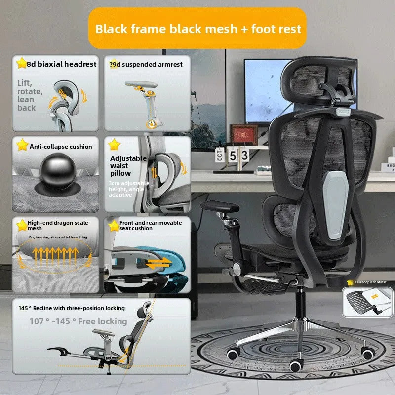 Ergonomic Office Chair with 10D Armrest, Adjustable Height Gaming Chair, Minimalist Computer Chair with Lumbar Support for Study & Work