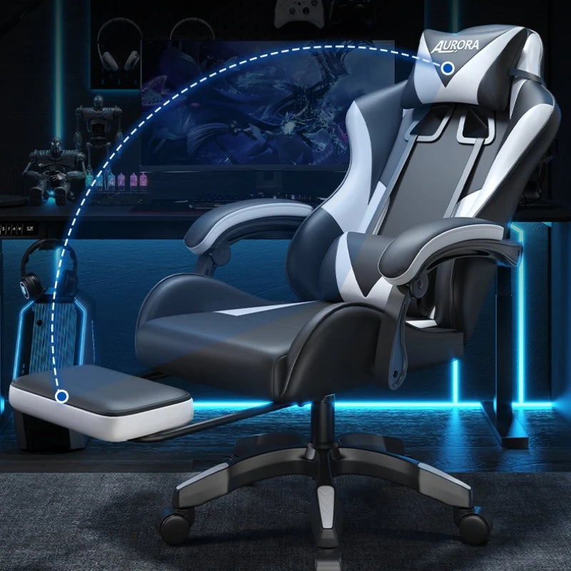 Modern Gaming Chair with Lumbar Support, High Back Reclining Computer Chair, Ergonomic Swivel Office Chair for Gaming, Work & Long Sitting