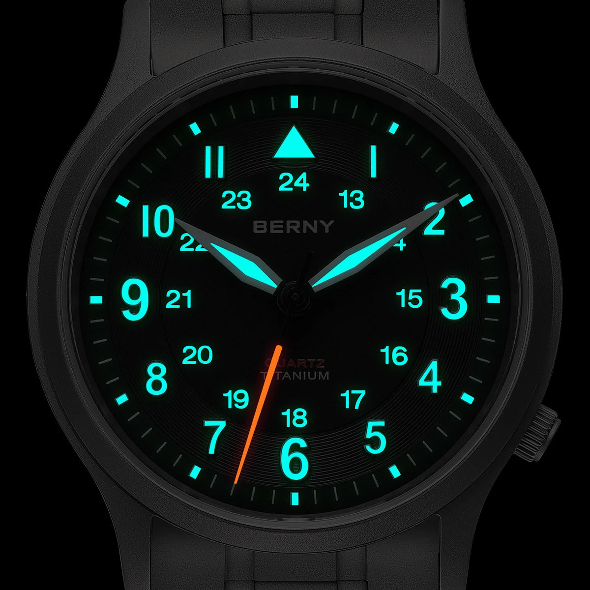 BERNY Titanium Watches for Men Classic Mens Field Watch Easy Read Outdoor Quartz Wristwatch Super Luminous Sapphire 5ATM