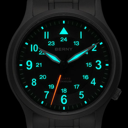 BERNY Titanium Watches for Men Classic Mens Field Watch Easy Read Outdoor Quartz Wristwatch Super Luminous Sapphire 5ATM