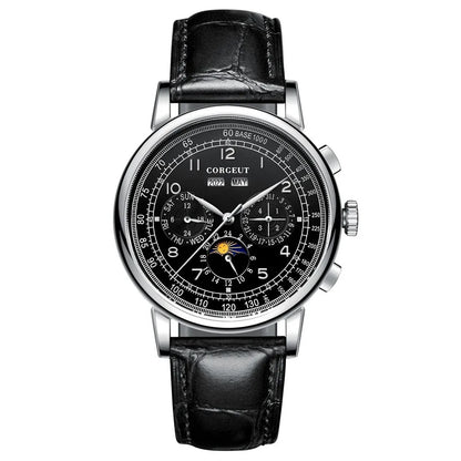 CORGEUT Automatic Mechanical Luxury Watches For Man Business Multification Date Day Month Year 316L Mechanical Men's Watches