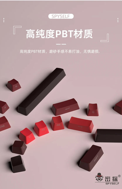 OEM PBT Side Engraved Keycaps for Mechanical Keyboard, 136-Key Red & Black Gradient Keycaps for MX Switch 60/64/84/98/108 Gaming Mechanical Keyboard