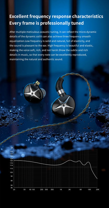 TRN Starfish HiFi Wired Earphones 12mm Dynamic Driver In-Ear Monitors with Beryllium Diaphragm, Detachable Cable Audiophile HiFi Headphones