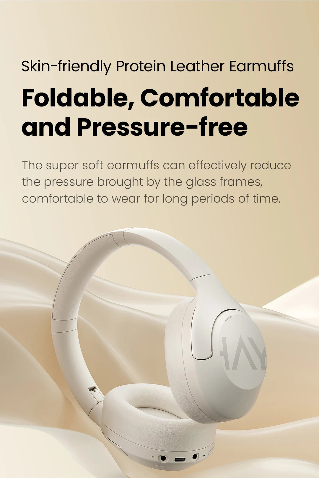 HAYLOU S30 Wireless Bluetooth 5.4 ANC Headphones 43dB Noise Cancelling Headsets with 40mm Driver, 80H Playtime Hi-Res Audio Earphones