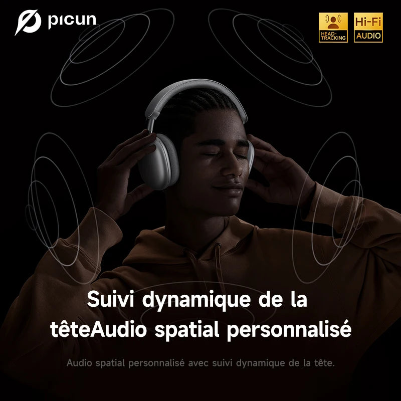 Picun F8 Pro ANC Wireless Headphones with 3D Spatial Audio, Bluetooth 5.4 Head Tracking, -52dB Noise Cancelling, HiFi Gaming Headset