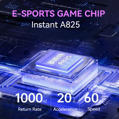 Ratón gaming con cable, 6 niveles de DPI ajustables hasta 12800DPI, chip A825 instantáneo, RGB, programación de macros, diseño ergonómico, ratón universal