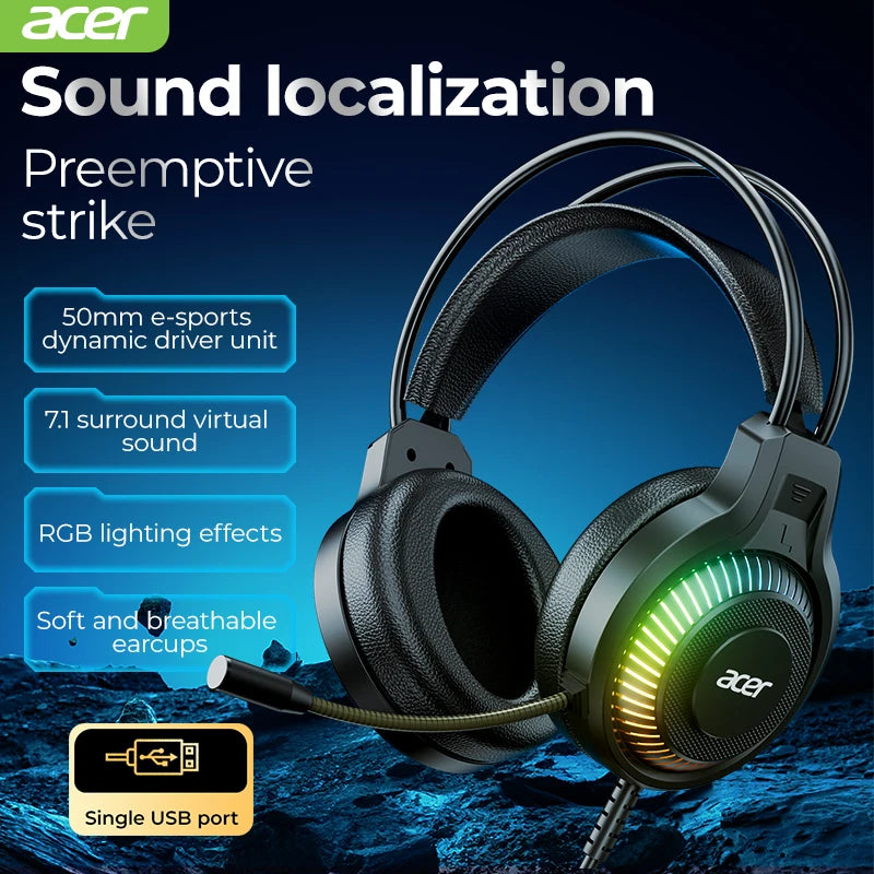 RGB Wired Gaming Earphones with Mic – Low Latency Surround Sound RGB Cool Lighting Gaming Headset with Noise Isolation & Comfort Fit