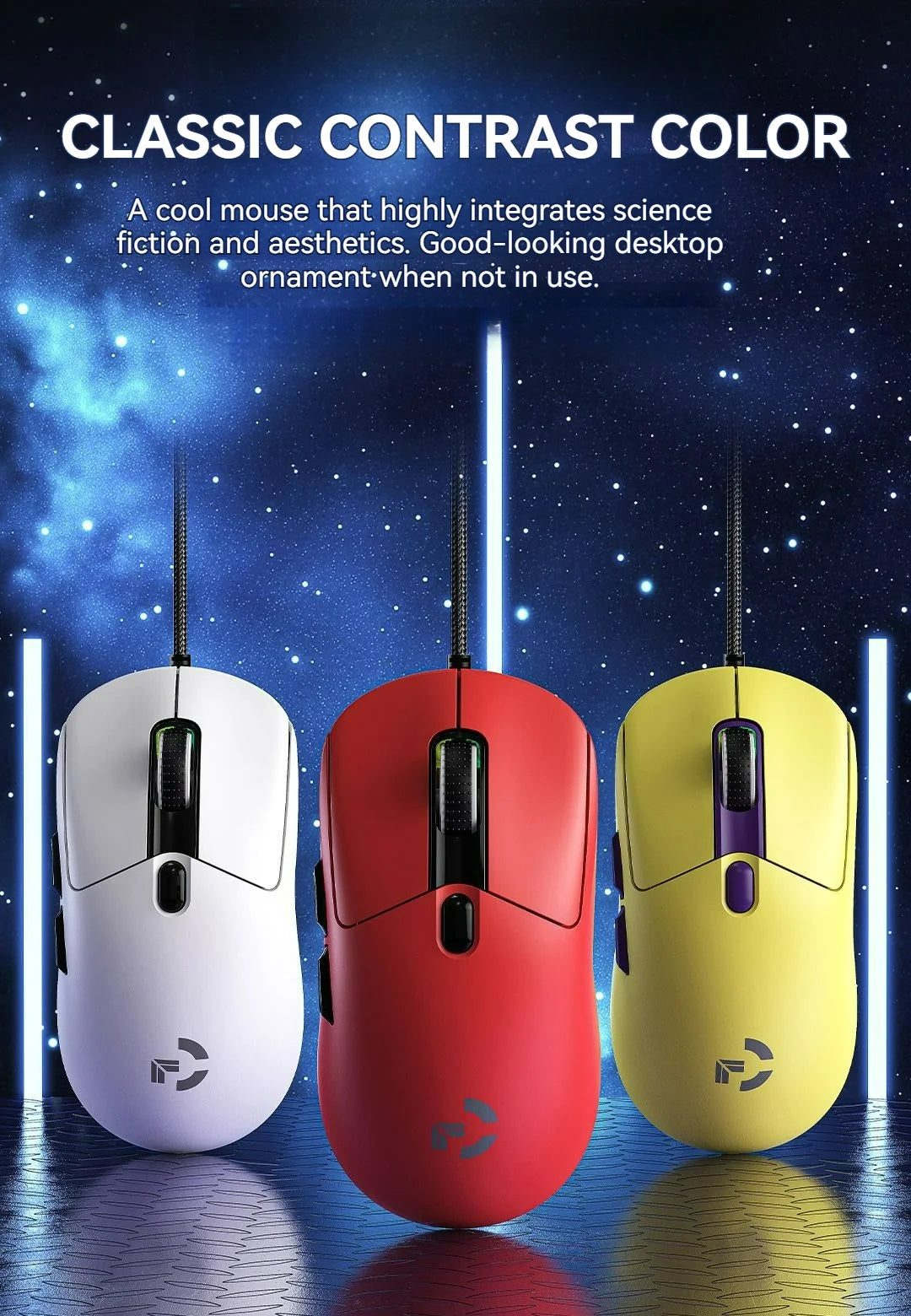 Ratón gaming con cable, 6 niveles de DPI ajustables hasta 12800DPI, chip A825 instantáneo, RGB, programación de macros, diseño ergonómico, ratón universal