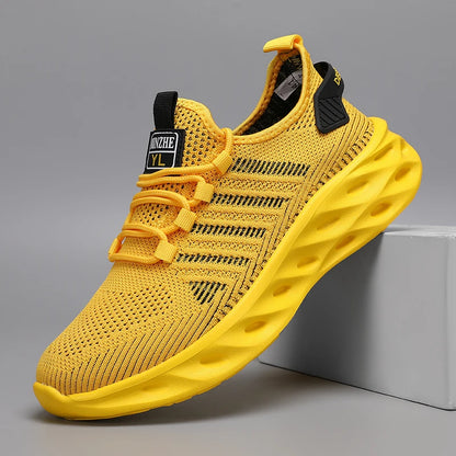 Unisex Men Sneakers Shoes Comfortable Breathable Couple Running Women Tennis Sports Shoe Size 37-47 Yellow Walking Sneaker